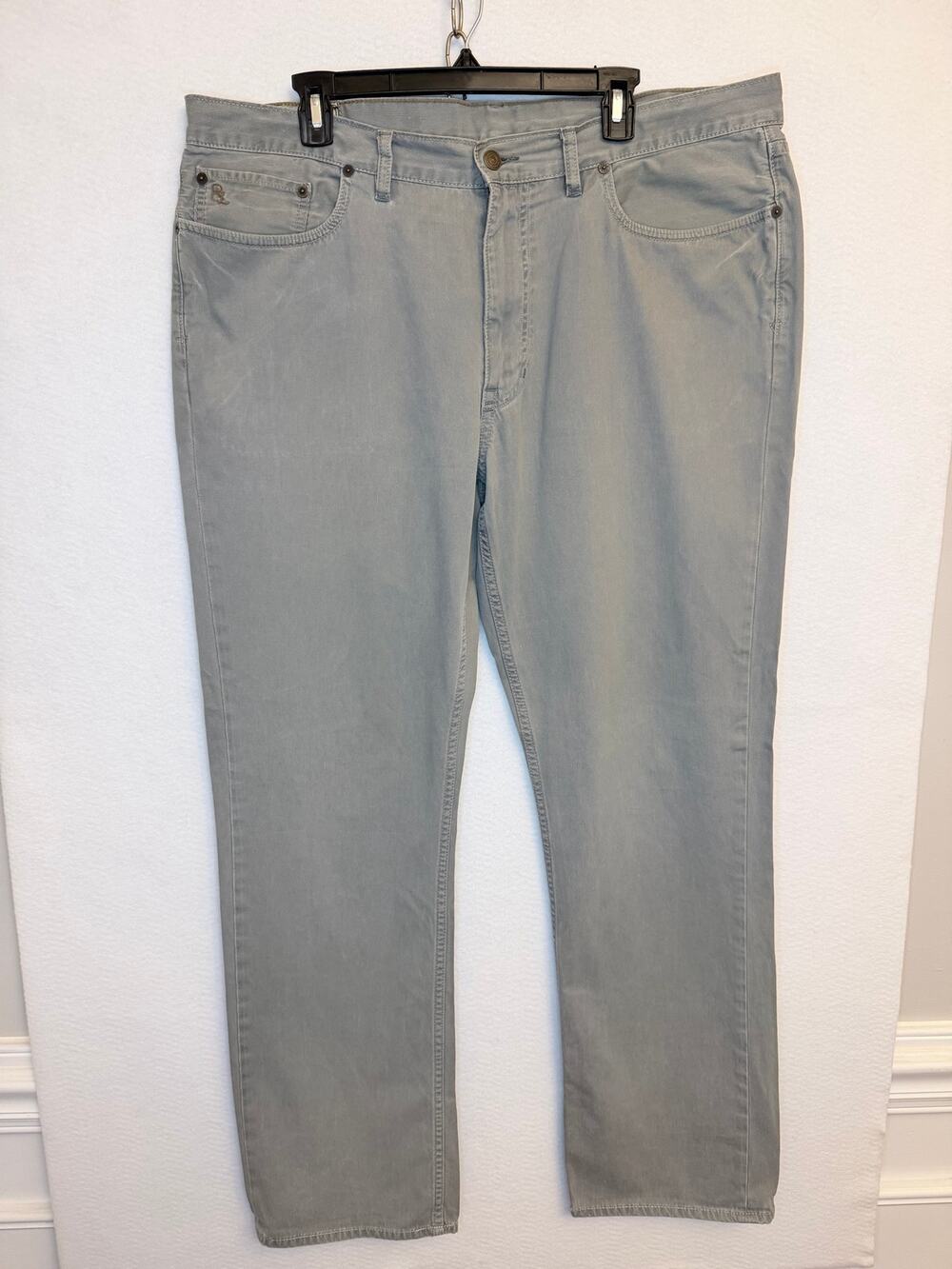 Polo Ralph Lauren Mens 38x32 Hampton Relaxed Straight Gray Jeans 100% Cotton